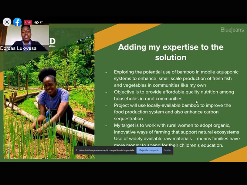 Dorcas presenting her climate-smart food system.