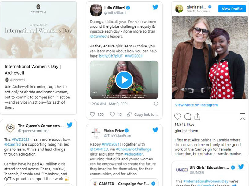 Celebrating IWD 2021 with CAMFED's Global Community Celebrating IWD 2021 with CAMFED's Global Community