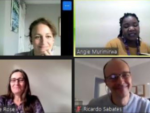 Lucy Lake, Angeline Murimirwa, Pauline Rose and Ricardo Sabates during the online REAL Centre seminar Lucy Lake, Angeline Murimirwa, Pauline Rose and Ricardo Sabates during the online REAL Centre seminar