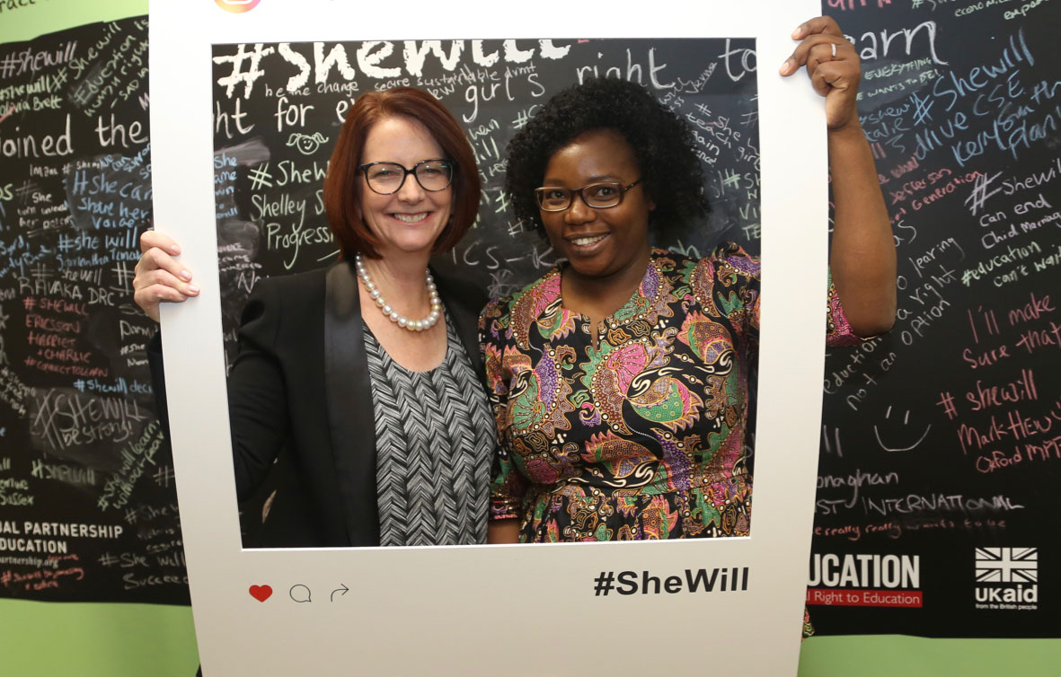 Julia Gillard with Fiona Mavhinga at the UK’s Girls’ Education Forum