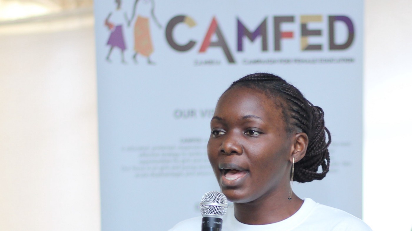 Tisiyenji Ngoma, CAMFED Association leader making a speech _Chingwerema Nyirongo_IMG_0074