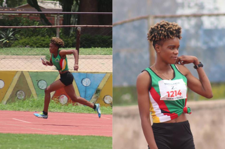 Athlete Privilege trains outside on the athletics track.