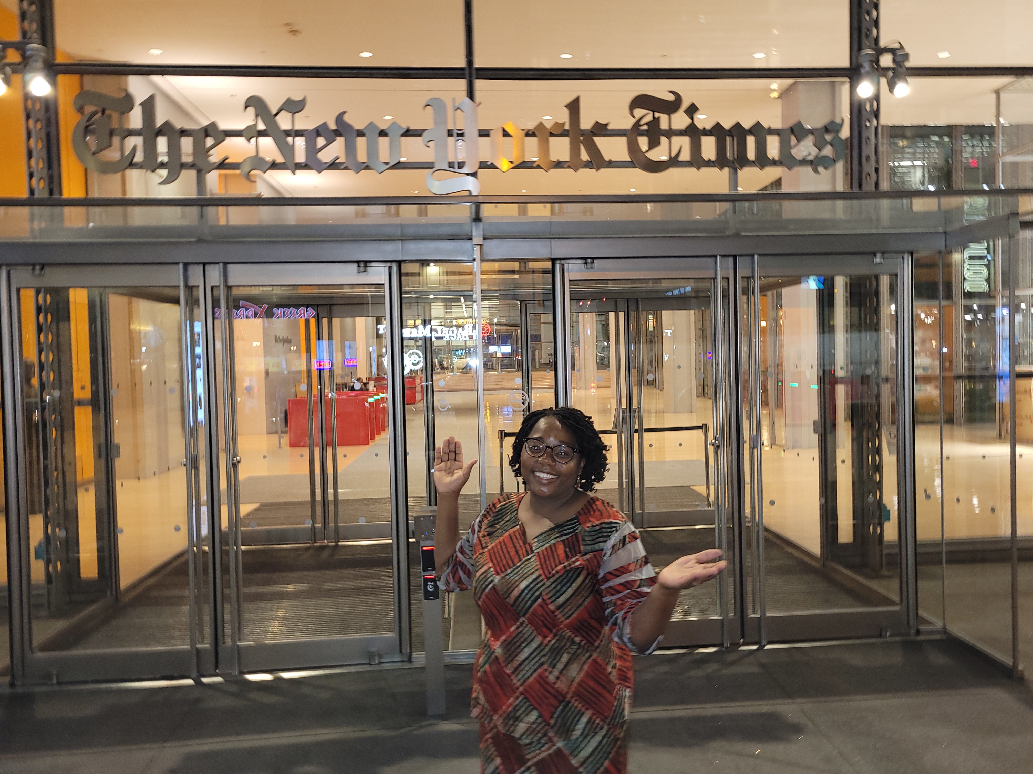 Fiona Mavingha and outside New York TImes Office 2024